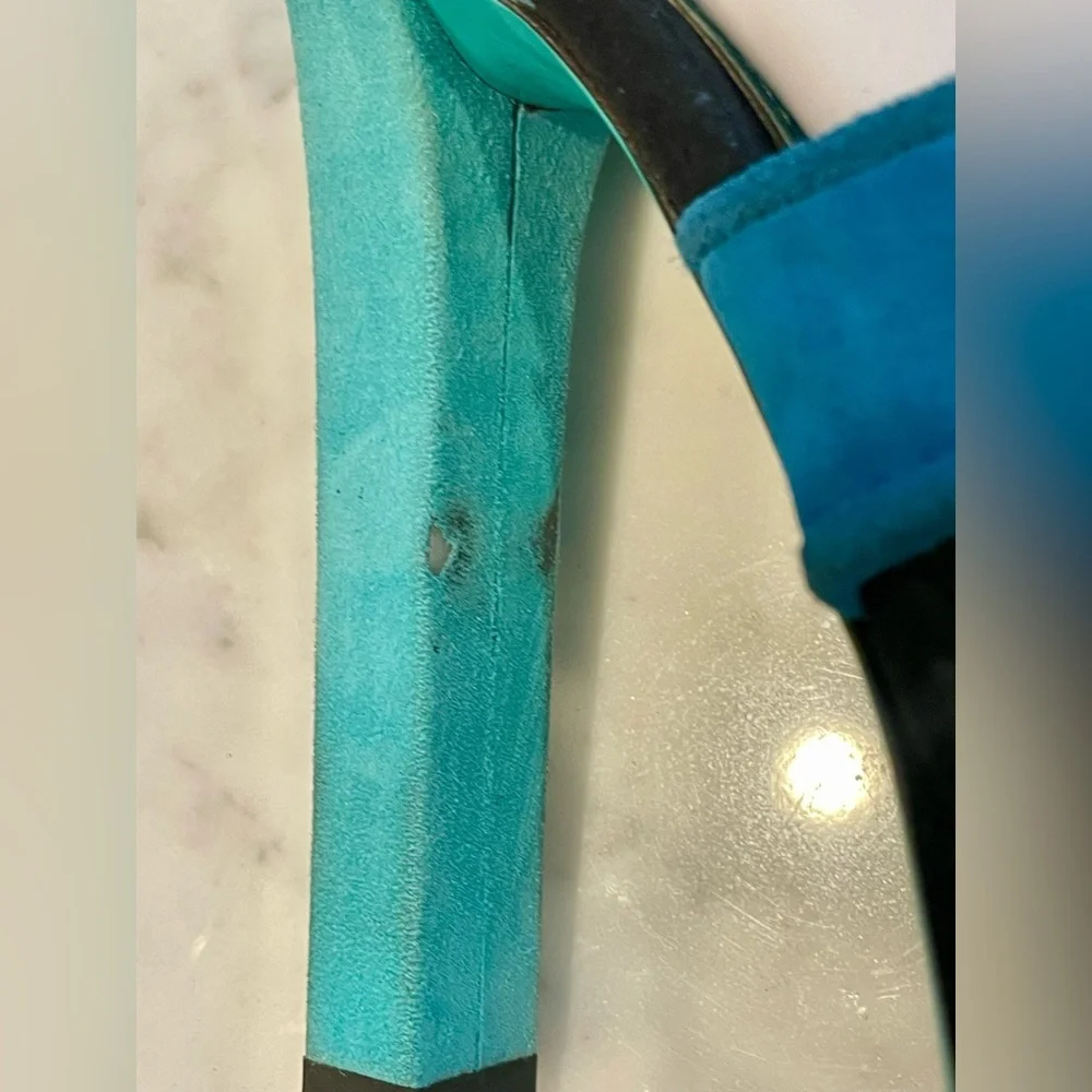 Gucci Vintage suede tricolor platform heels, buckles, sz 38, Fair - Picture 11 of 16